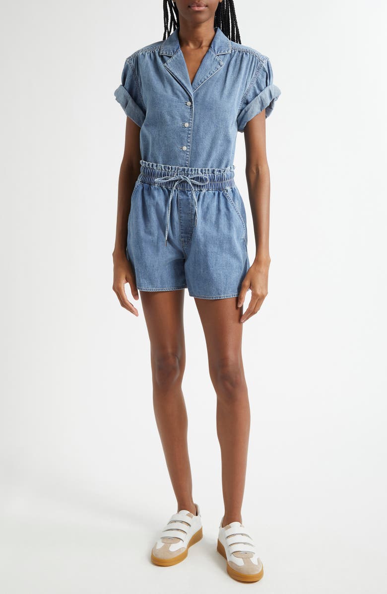 Veronica Beard Wilder Drawstring Denim Shorts, Alternate, color, Starlight