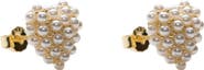 Argento Vivo Sterling Silver Heart Burst Faux Pearl Stud Earrings