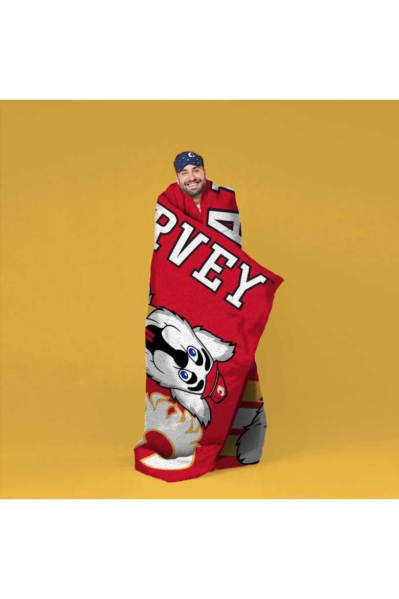 Calgary Flames Harvey The Hounds Mascot 60" x 80" Raschel Throw Blanket, Alternate, color, None