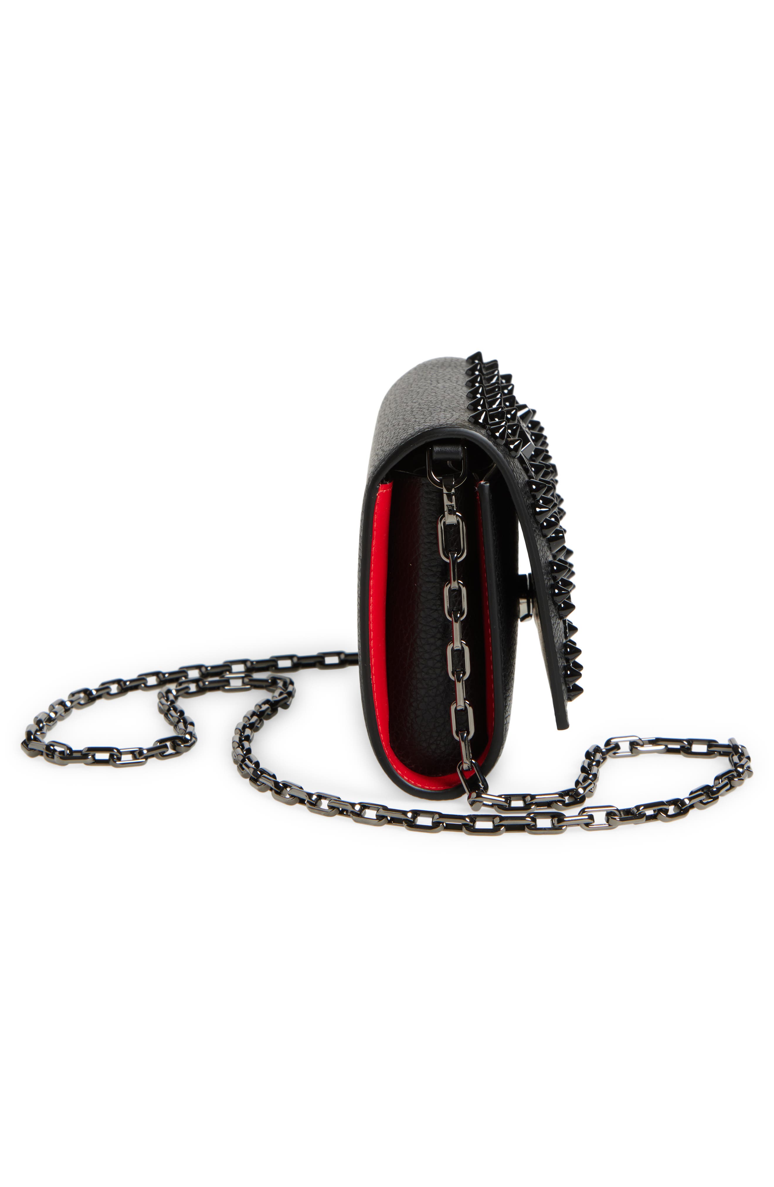 Christian Louboutin Paloma Leather Clutch, Alternate, color, Black