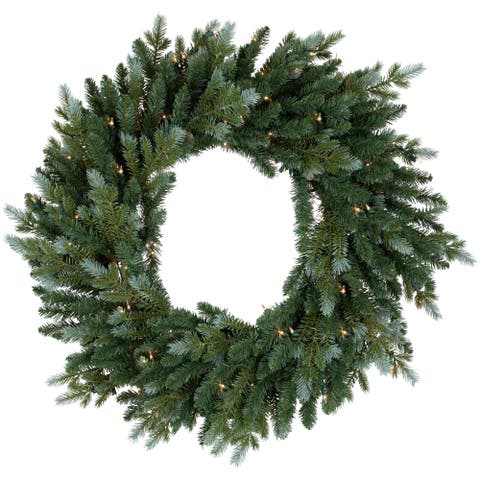 24" Real Touch️ Pre-lit Artificial Blue Spruce Christmas Wreath With Clear Lights