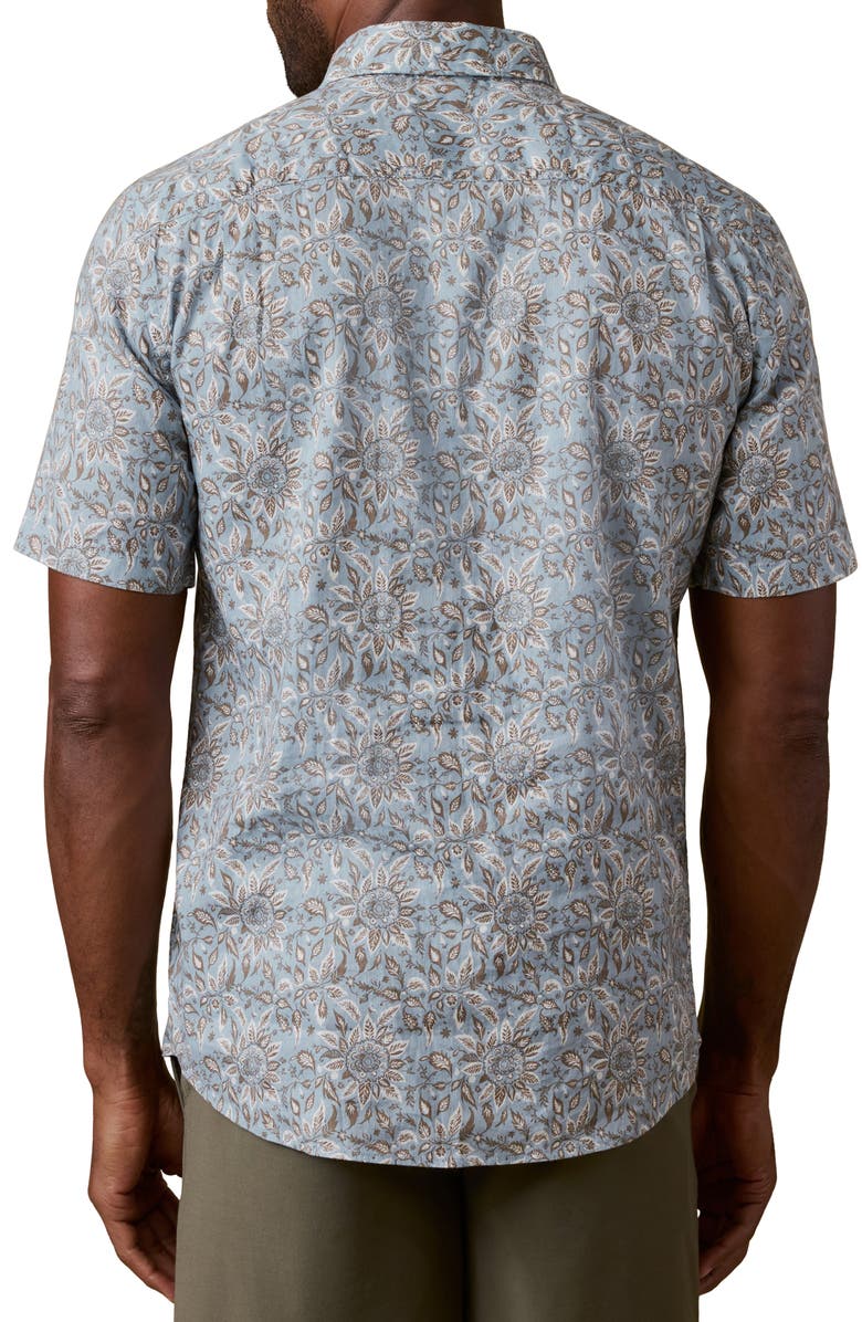 Faherty Breeze Short Sleeve Button-Down Shirt, Alternate, color, Teal Island Floral