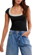 Free People Oh My Darling Lace Trim Top