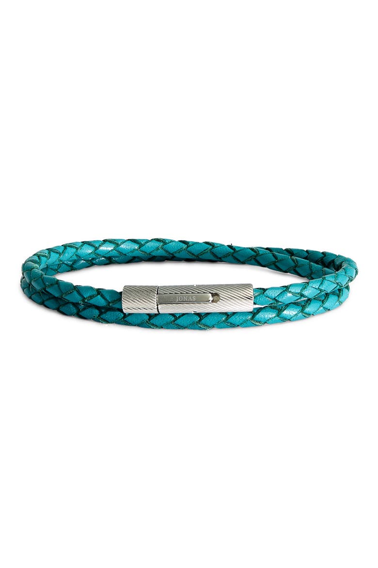 Braided Leather Wrap Bracelet, Main, color, TURQUOISE