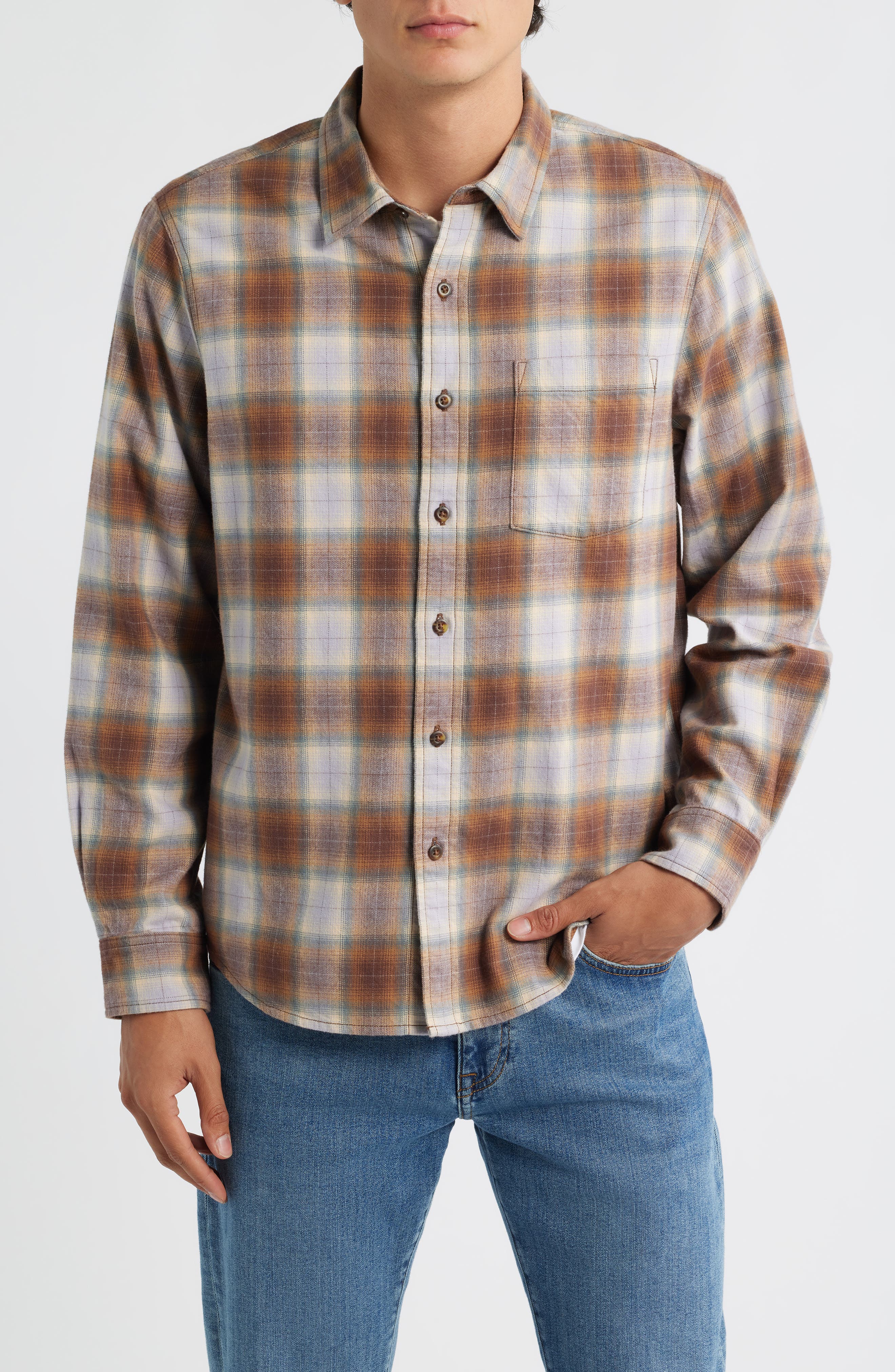Plaid Flannel Button-Up Shirt - image 2