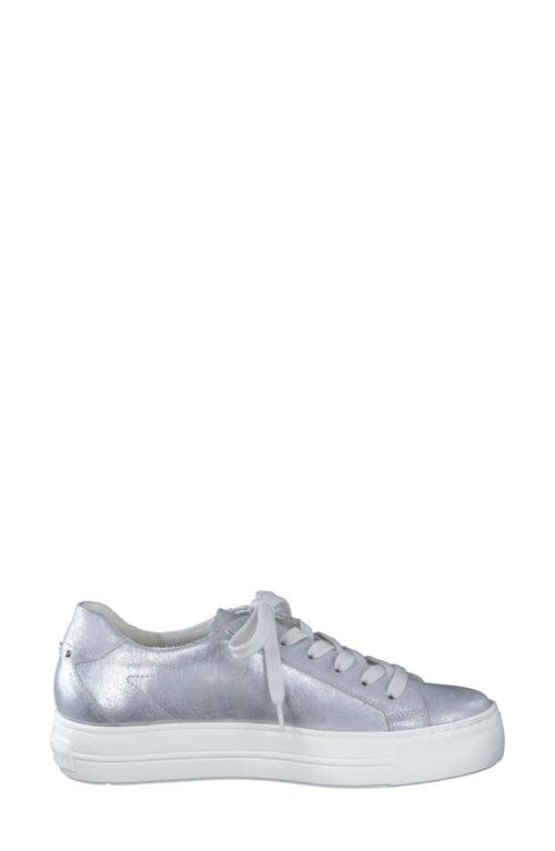 Paul Green Zoom Platform Sneaker In Silver Vintage Metallic