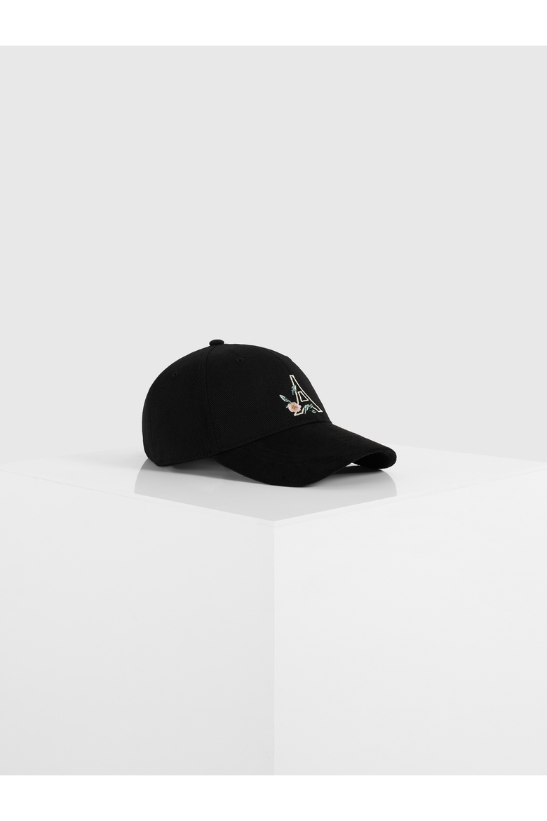 Floral Eiffel Suede Contrast Cap, Main, color, Black