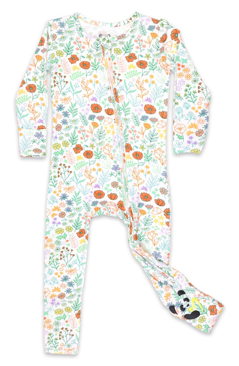 Bellabu Bear Summer Floral Fitted Convertible One-Piece Pajamas, Main, color,