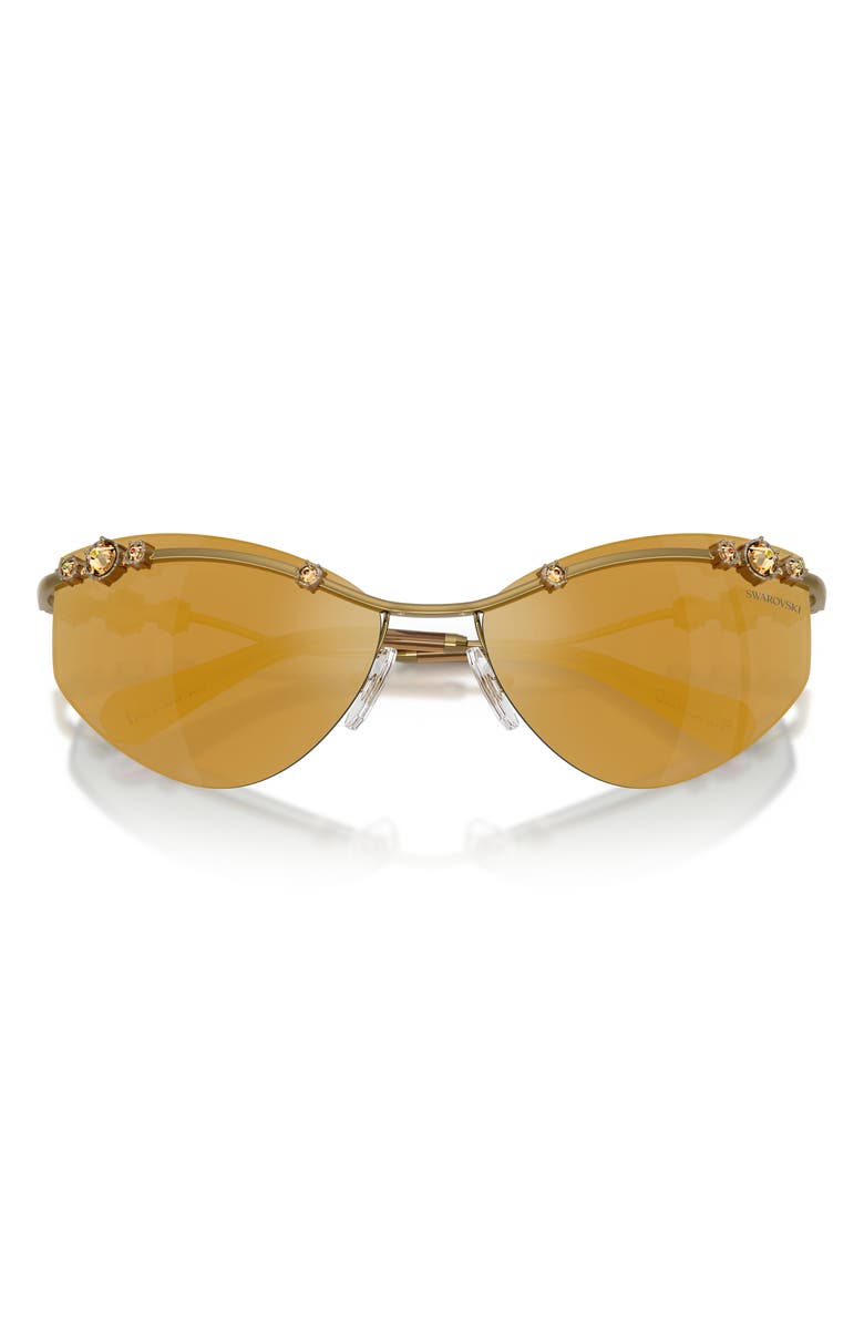 Swarovski 61mm Irregular Sunglasses, Alternate, color, Gold / Brown Mirror Gold