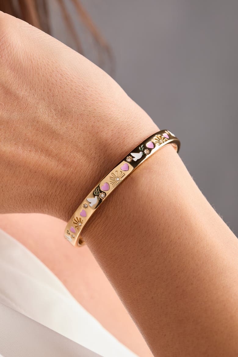 'Pray, Wait and Trust' Cuff Bracelet, Alternate, color, Gold