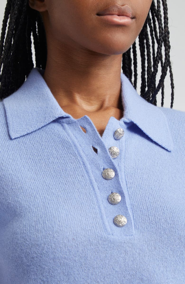 Veronica Beard Brandt Cashmere Polo Sweater, Alternate, color, Hydrangea