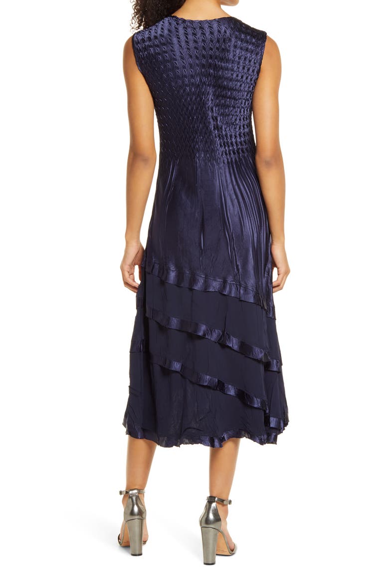 Tiered Chiffon & Charmeuse Midi Dress with Jacket, Alternate, color, MIDNIGHT NAVY
