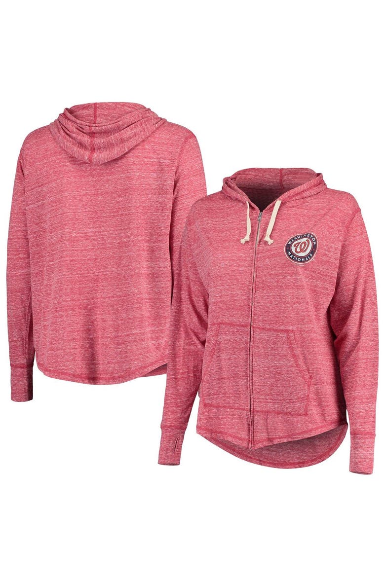 Women's Soft as a Grape Red Washington Nationals Plus Size Full-Zip Lightweight Hoodie Top, Alternate, color, Red