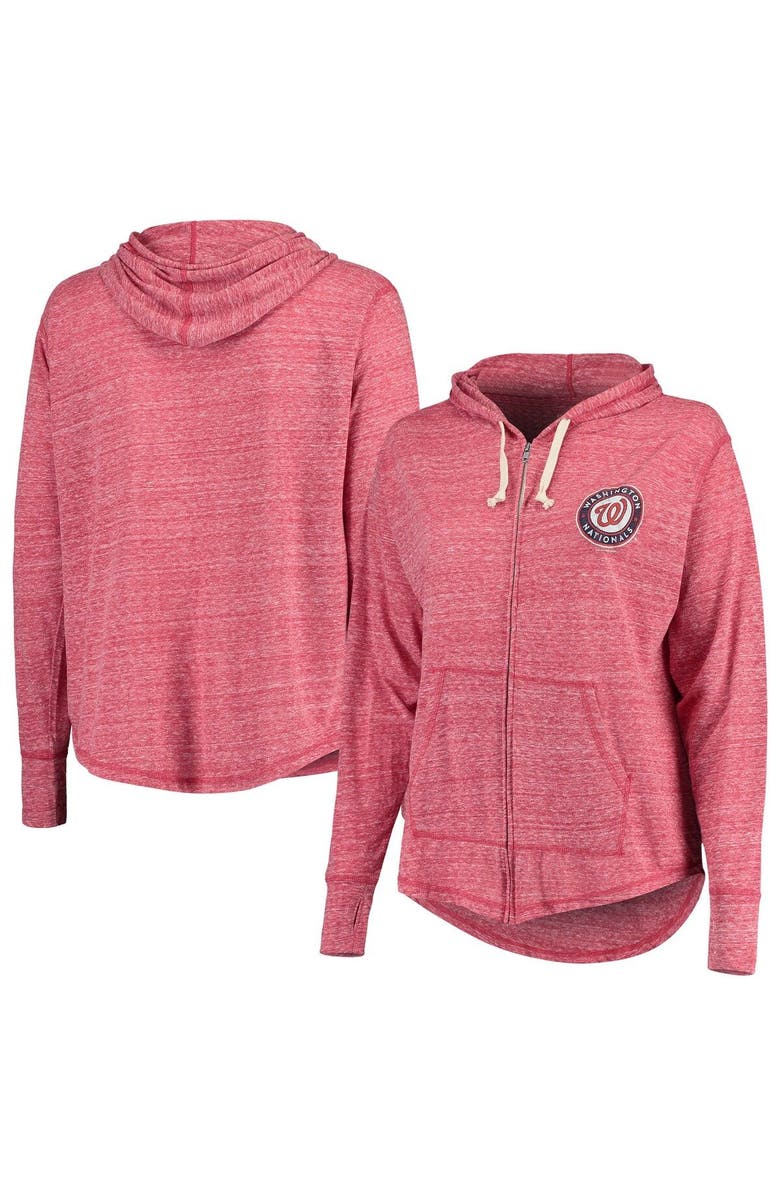 SOFT AS A GRAPE Women's Soft as a Grape Red Washington Nationals Plus Size Full-Zip Lightweight Hoodie Top, Alternate, color, Red