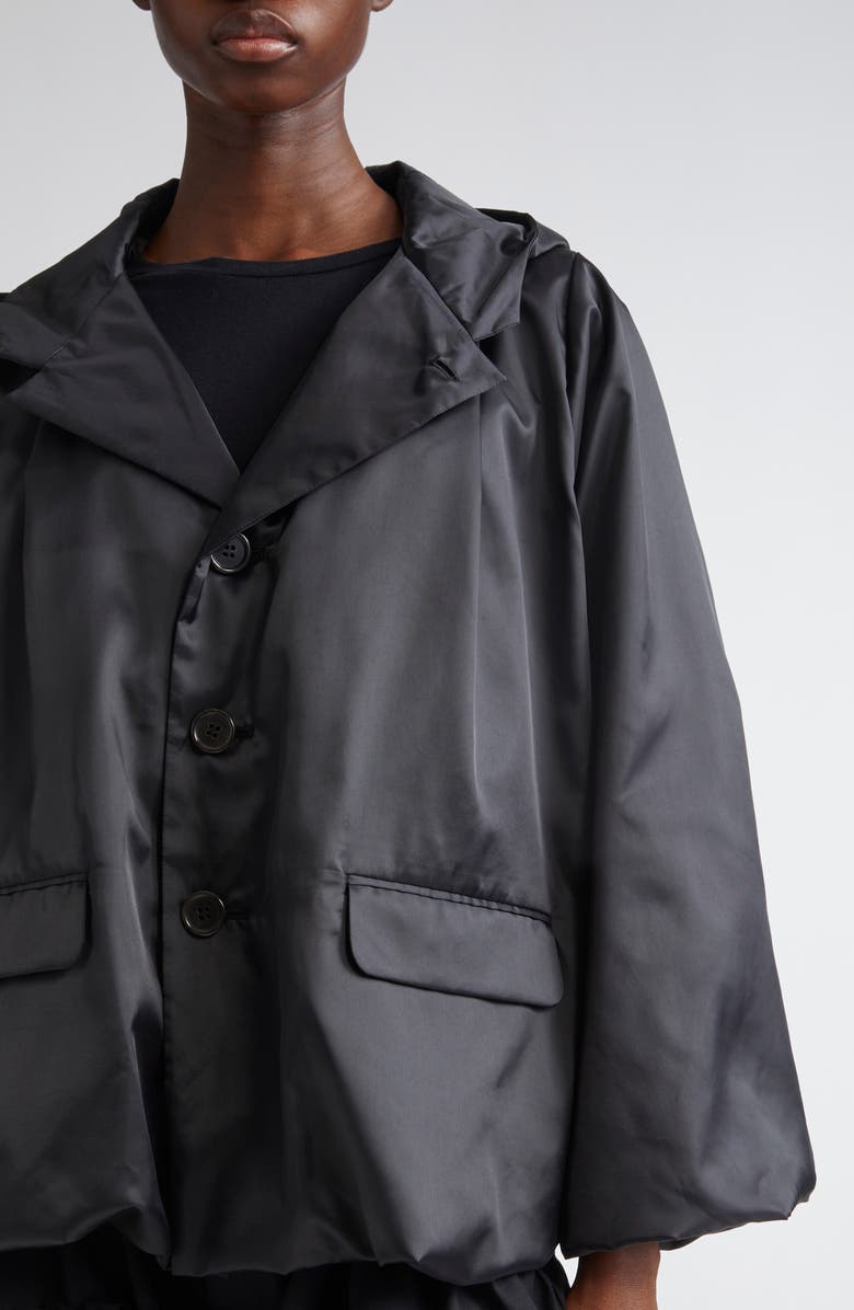 Noir Kei Ninomiya Hooded Bubble Hem Taffeta Jacket, Alternate, color, 