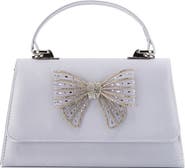 LADY COUTURE Leslie Crystal Bow Satin Clutch