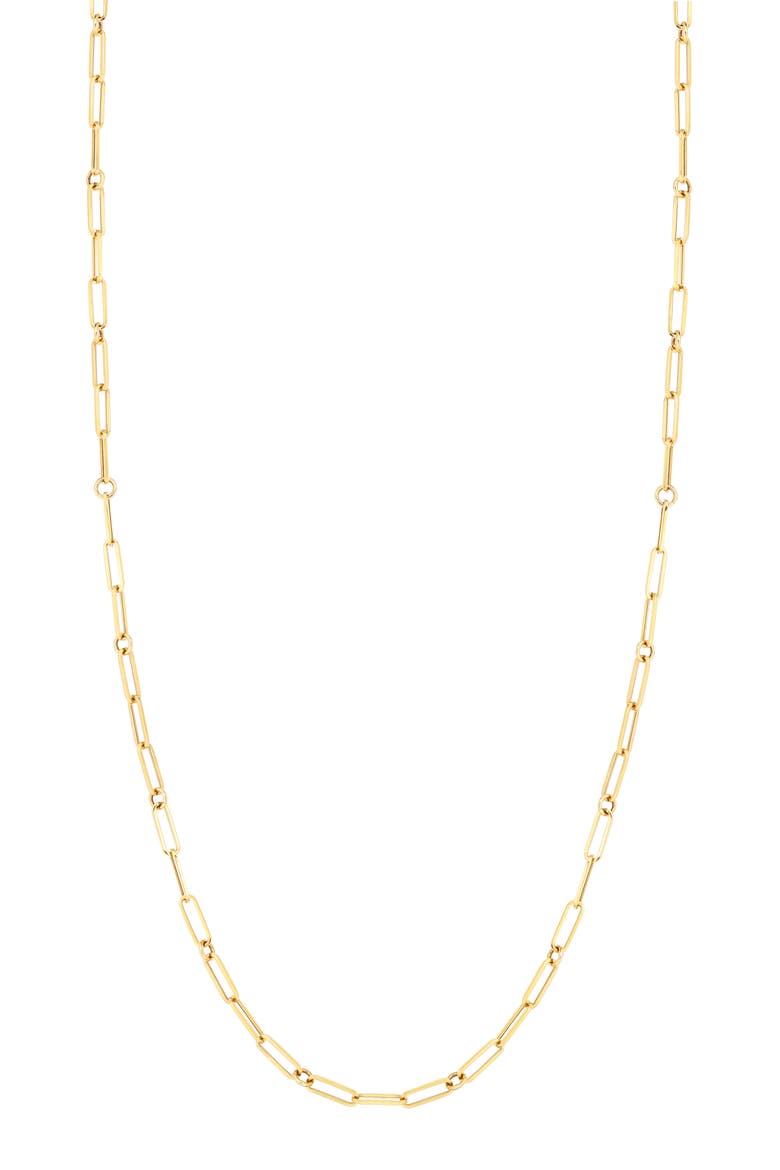 Thin Paperclip Chain Necklace, Main, color, YG