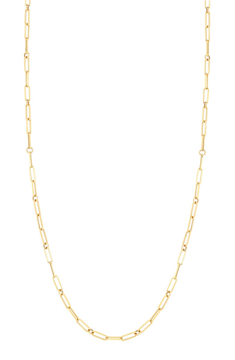 Roberto Coin Thin Paperclip Chain Necklace, Main, color, Yg