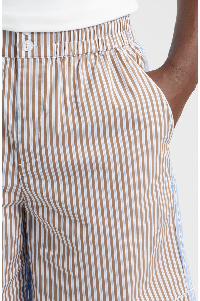 Stripe Stretch Cotton Blend Elastic Waist Shorts, Alternate, color, RUBBER