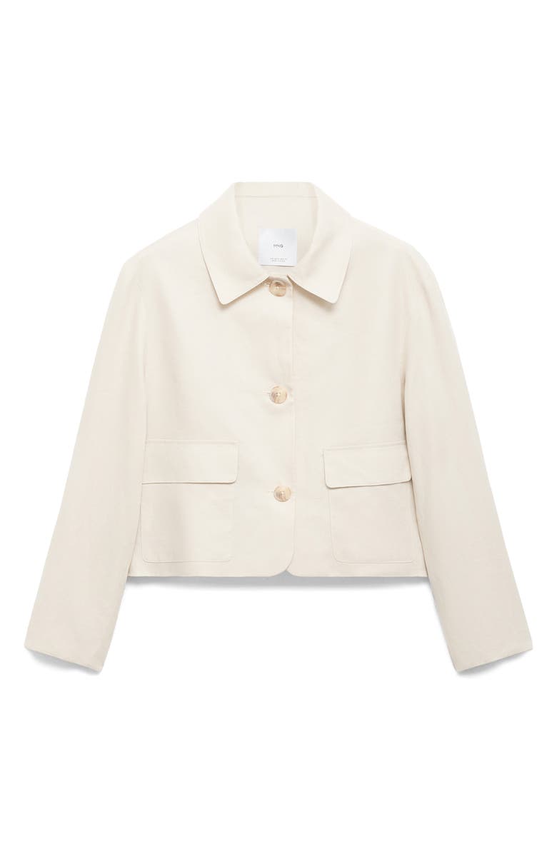 Pocket Linen Crop Shirt Jacket