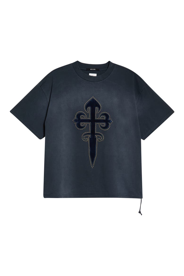 Kaliba Ekcess Applique Graphic Tee, Main, color, NAVY