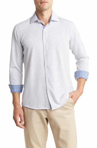 Azaro Uomo Slim Fit Geometric Print Performance Button-Up Shirt