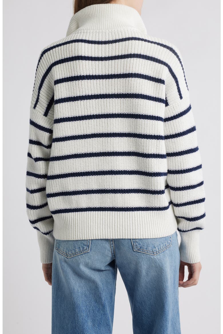 Mariner Stripe Quarter Zip Sweater, Alternate, color, EGRET MULTI
