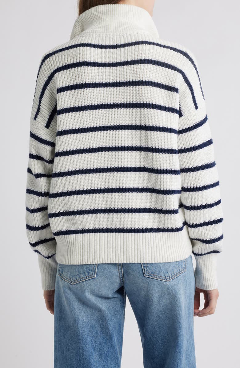 Faherty Mariner Stripe Quarter Zip Sweater, Alternate, color, Egret Multi