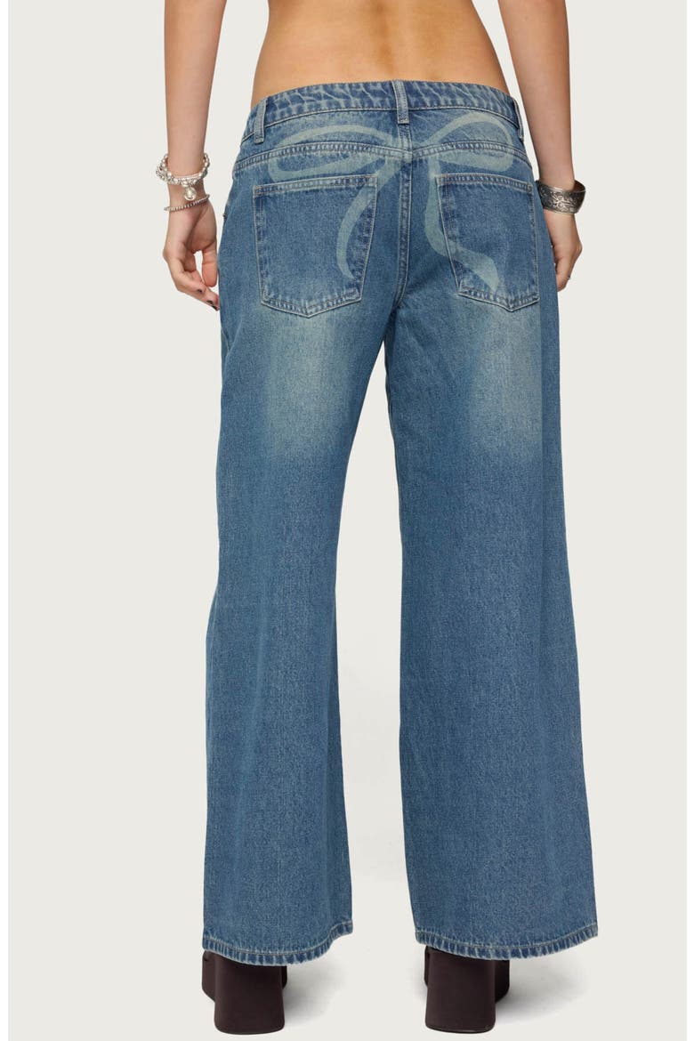 Vyxen Bow Print Low Rise Wide Leg Jeans, Alternate, color, BLUE-VINTAGE-WASHED