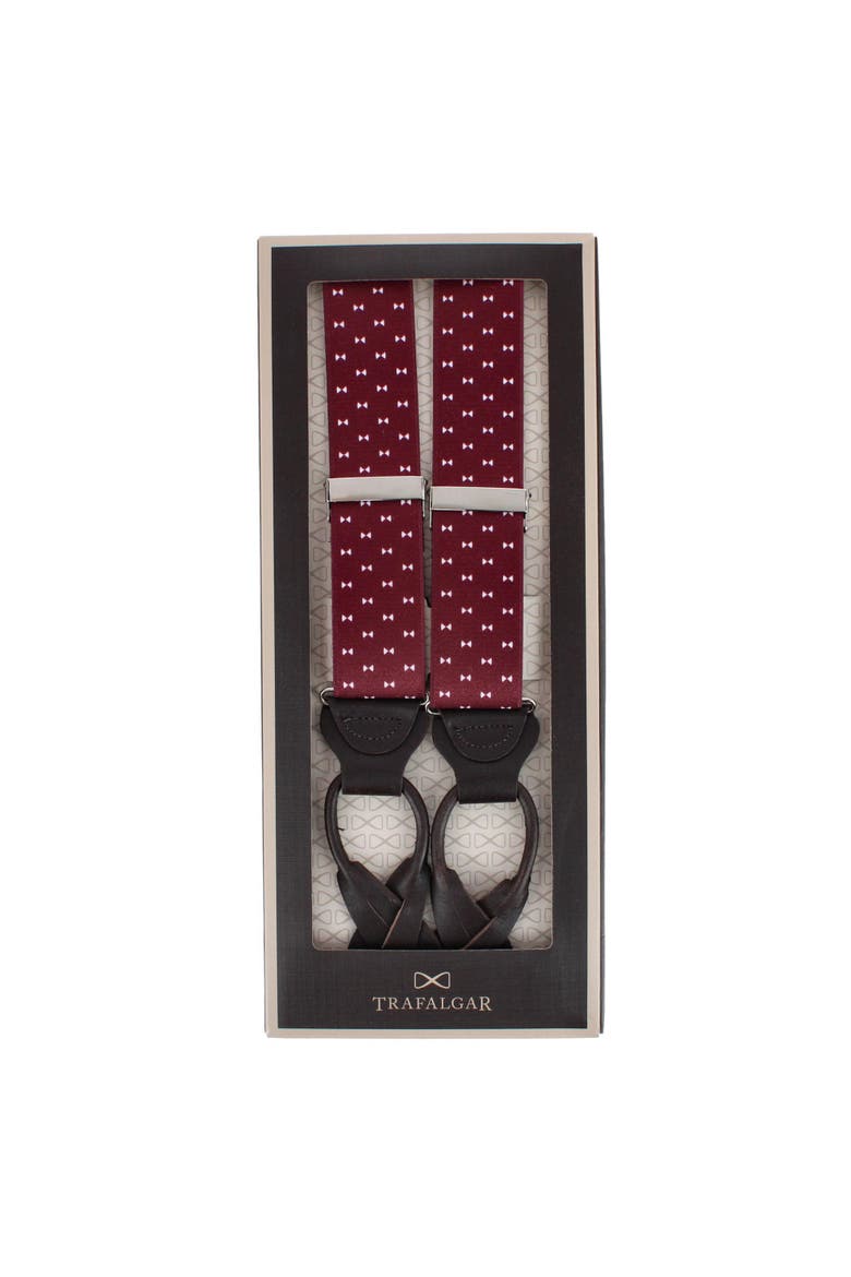 The Micro Bow Classic Elastic Button End Suspenders, Alternate, color, Burgundy