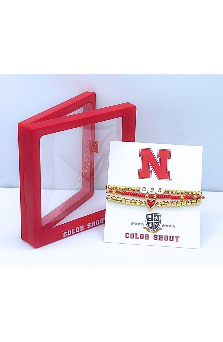 Color Shout Nebraska Love My College Bracelet Stack, Alternate, color, Yellow Gold