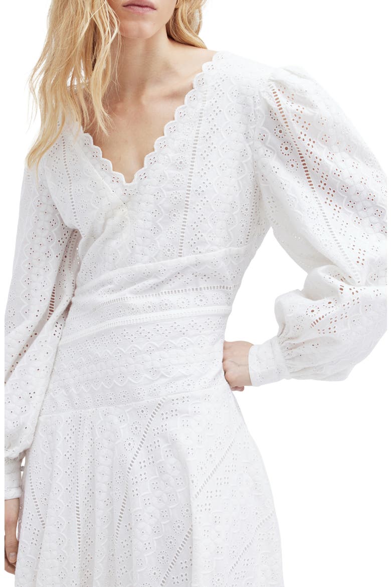 Aviana Broderie Long Sleeve Dress, Alternate, color, OFF WHITE