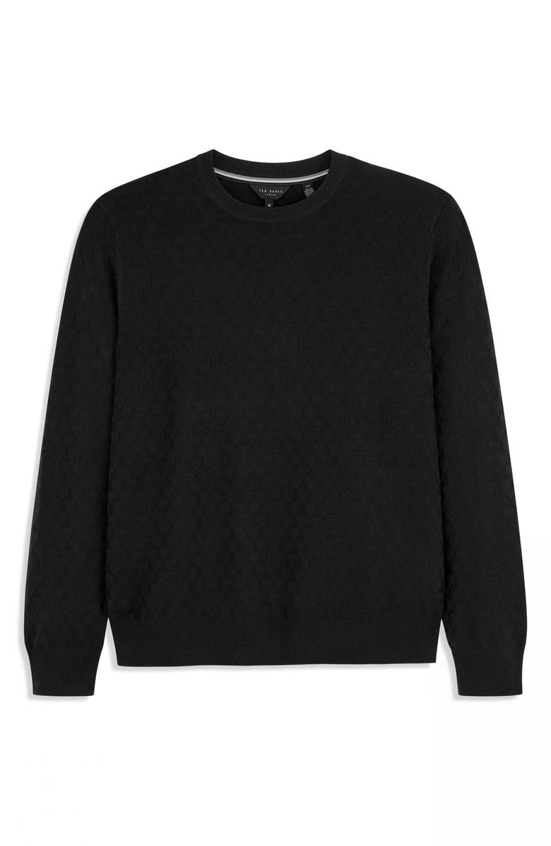 Ted Baker 'T' Stitch Crewneck Sweater, Alternate, color, Black Beauty