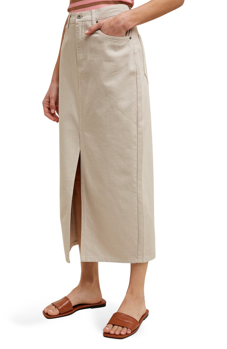 WISHLIST Denim Midi Skirt, Alternate, color, Stone