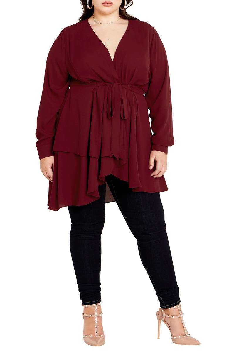 City Chic Sibara Long Sleeve Tunic Top, Alternate, color, 