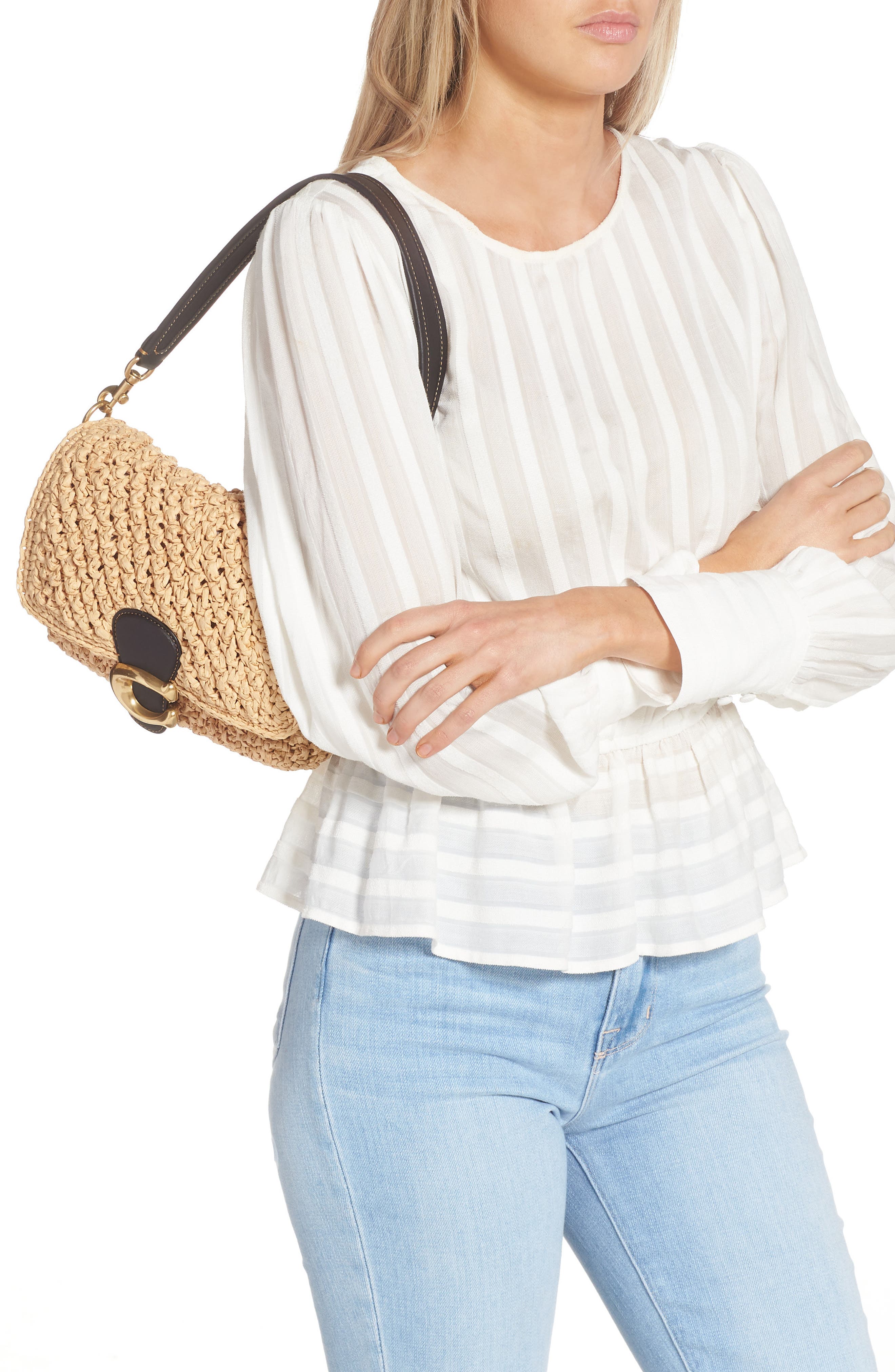 COACH Paper Straw Crossbody Bag, Alternate, color, 