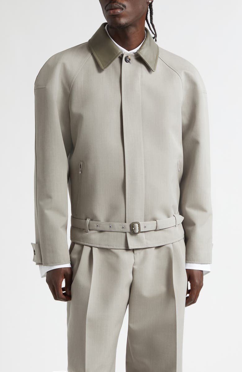 Bottega Veneta Oversize Wool Mélange Zip Jacket, Main, color, 1105 Stone Melange