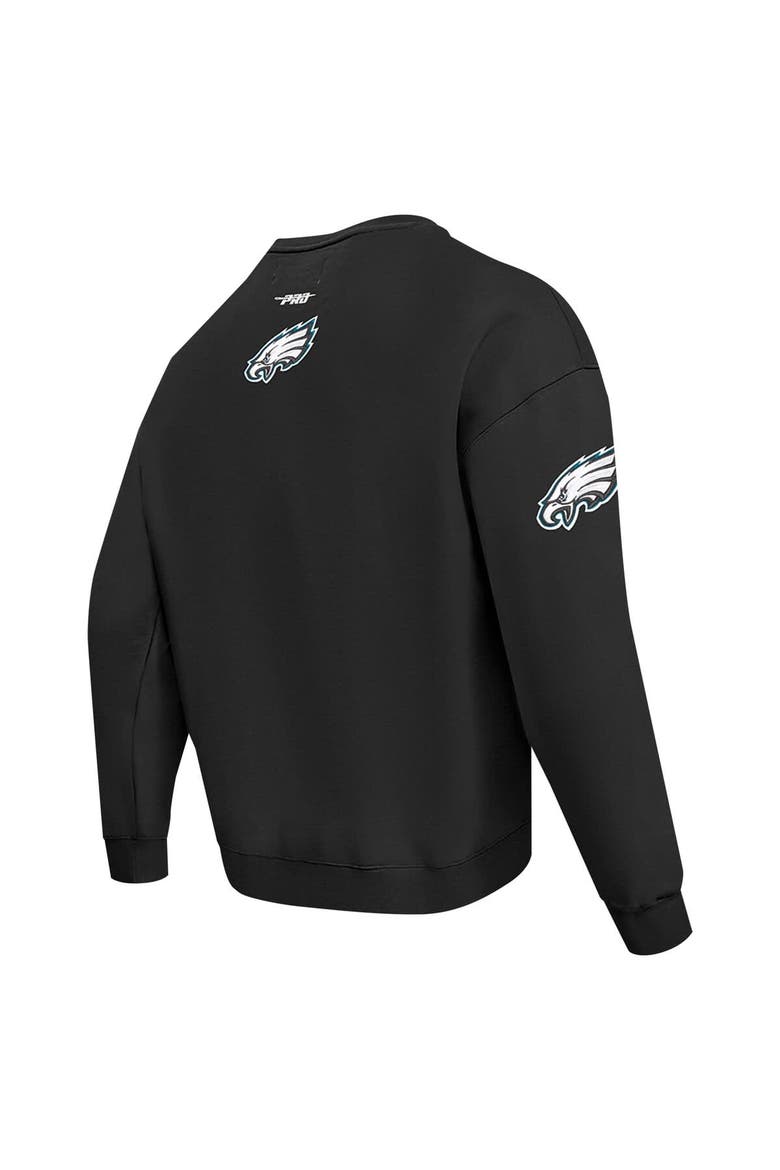 Men's Pro Standard Black Philadelphia Eagles Turn It Up Drop Shoulder Pullover Sweatshirt, Alternate, color, Black