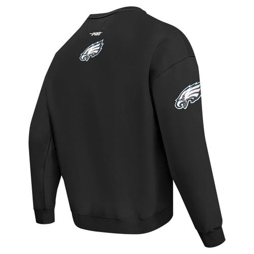 Pro Standard Black Philadelphia Eagles Turn It Up Drop Shoulder Pullover Sweatshirt In Black