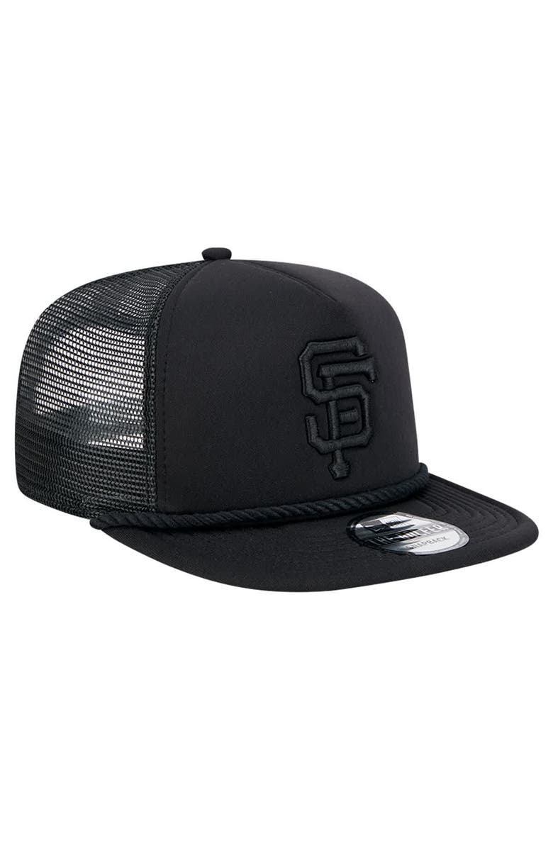 New Era Men's New Era Black San Francisco Giants Tone Foam Meshback Golfer Snapback Hat, Alternate, color, 