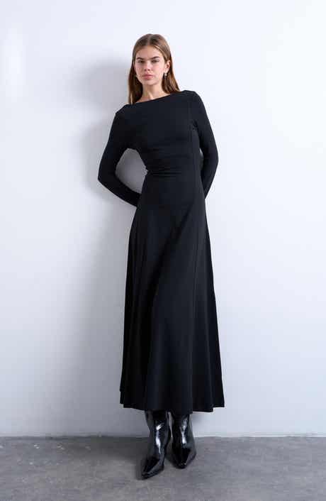 Topshop Scoop Back Long Sleeve Maxi Dress