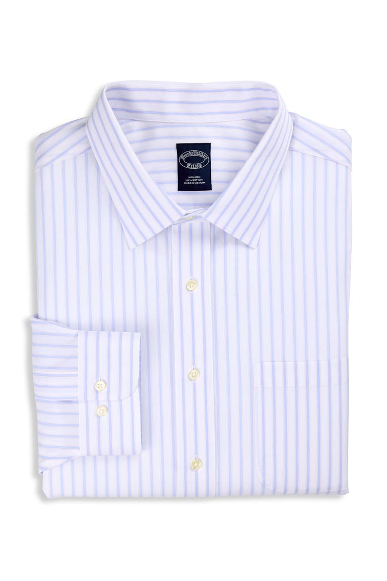 Big & Tall Non-Iron Striped Dress Shirt, Main, color, BLUE