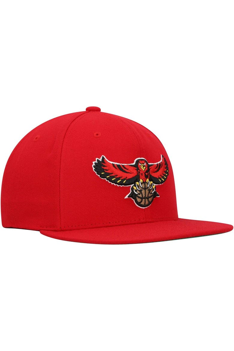 Men's Mitchell & Ness Red Atlanta Hawks Hardwood Classics Team Ground 2.0 Snapback Hat, Alternate, color, Red