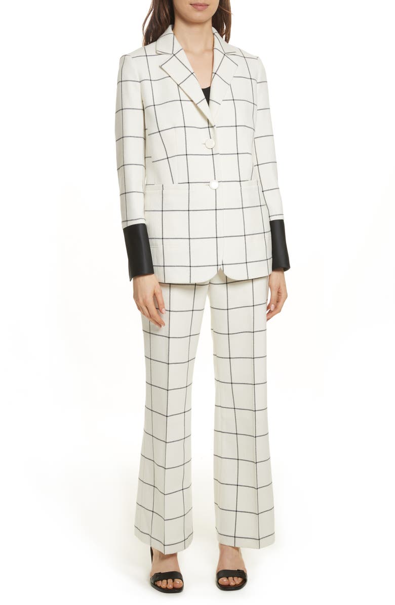 Tory Burch Holt Windowpane Plaid Blazer, Alternate, color,