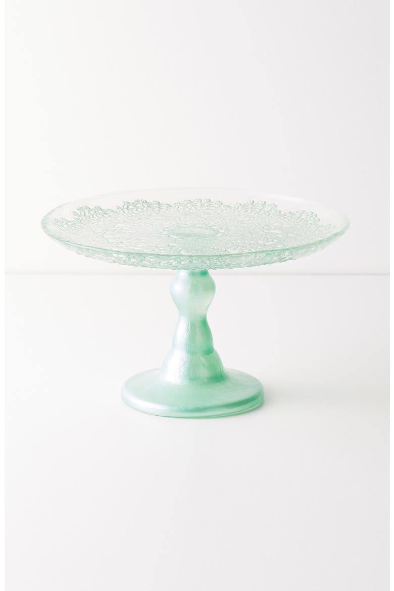 Anthropologie Metallic Lace Cake Stand, Main, color, MINT