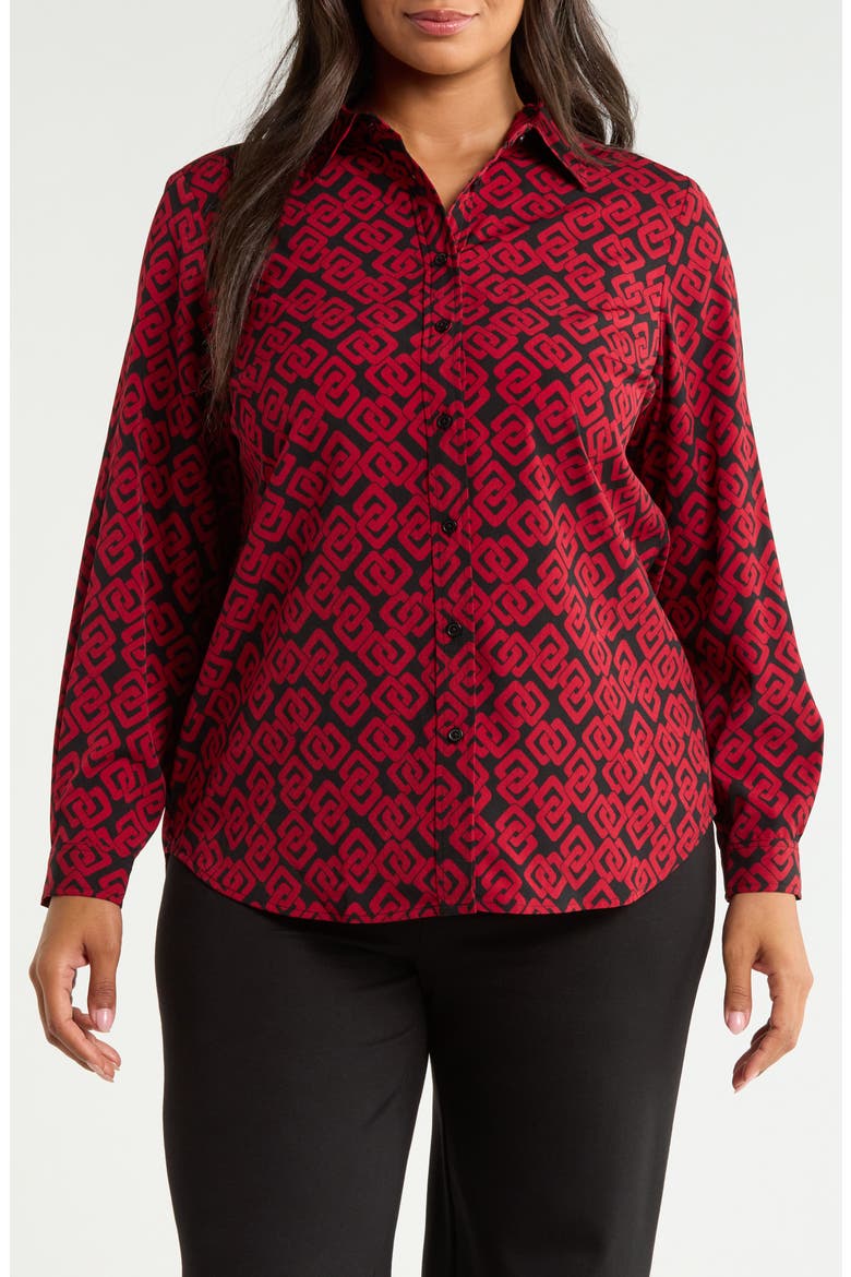 Printed Utility Shirt, Main, color, ANNE BLACK/ TITIAN RED