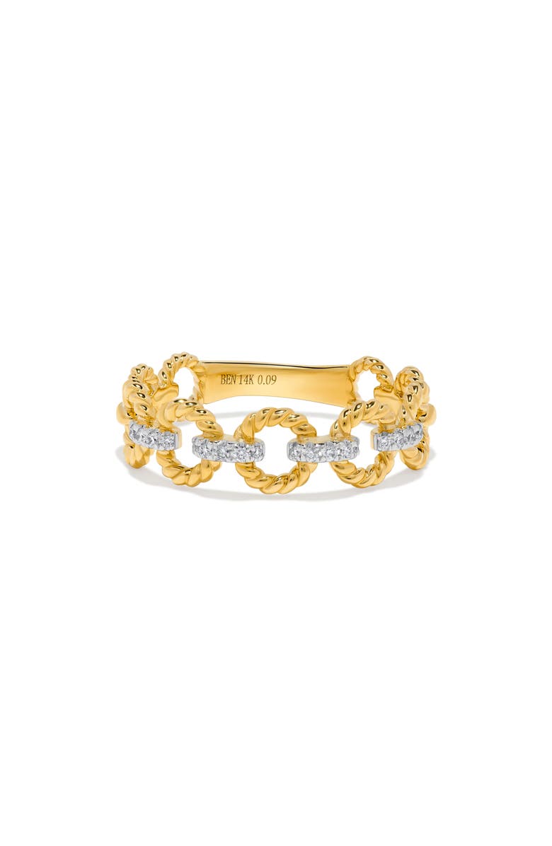 H.J. Namdar Braided Circle Diamond Link Ring, Main, color, Yellow Gold