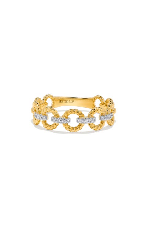 Braided Circle Diamond Link Ring