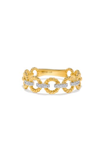 H.j. Namdar Braided Circle Diamond Link Ring In Gold