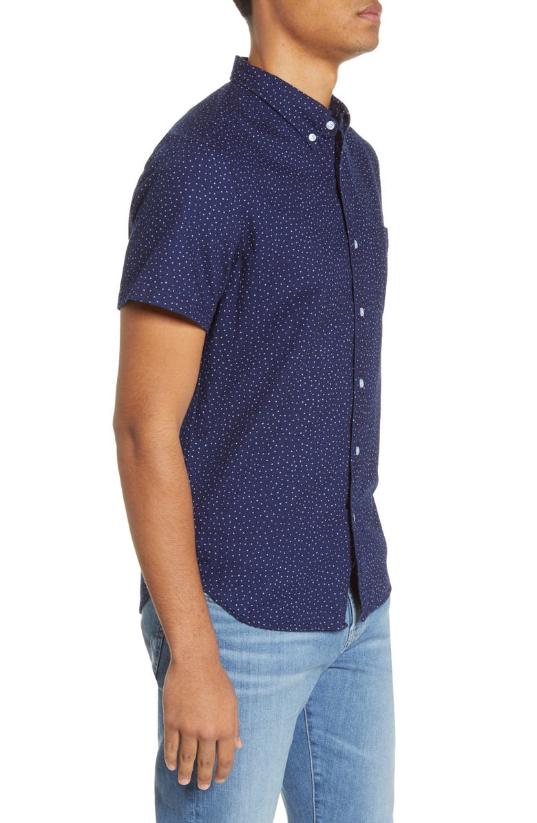 Madewell Indigo Dots Short Sleeve Button-Down Shirt, Alternate, color, 